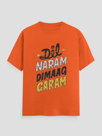 ZanyTee Dil Naram Dimaag Garam Typographic Design Men's T-Shirt
