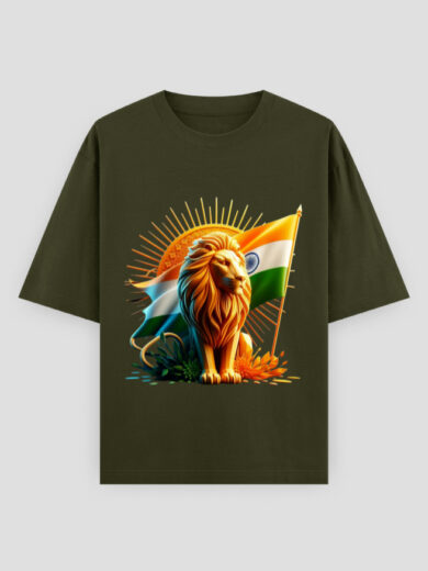 ZantTee LionHeart Bharat Pride Graphic Design Men's T-Shirt