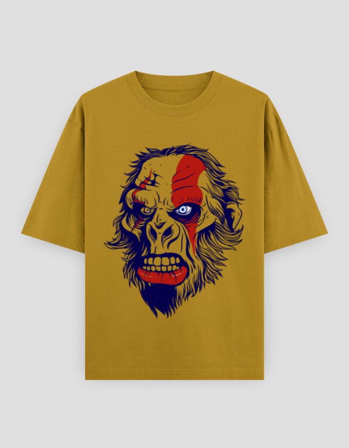 ZanyTee Savage Ape Face Graphic Oversized Men's T-Shirt - Image 7