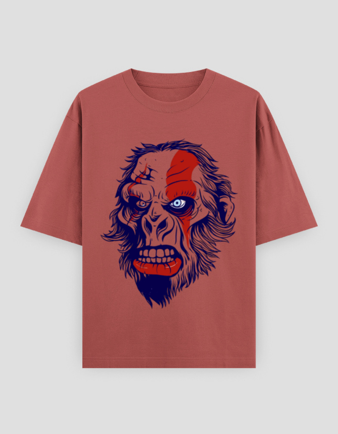 ZanyTee Savage Ape Face Graphic Oversized Men's T-Shirt - Image 2