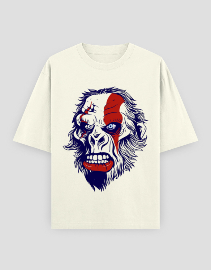 ZanyTee Savage Ape Face Graphic Oversized Men's T-Shirt
