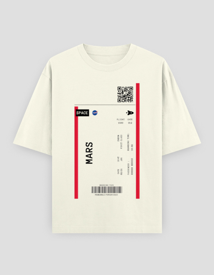 ZanyTee Mars Boarding Pass Graphic Men's T-Shirt